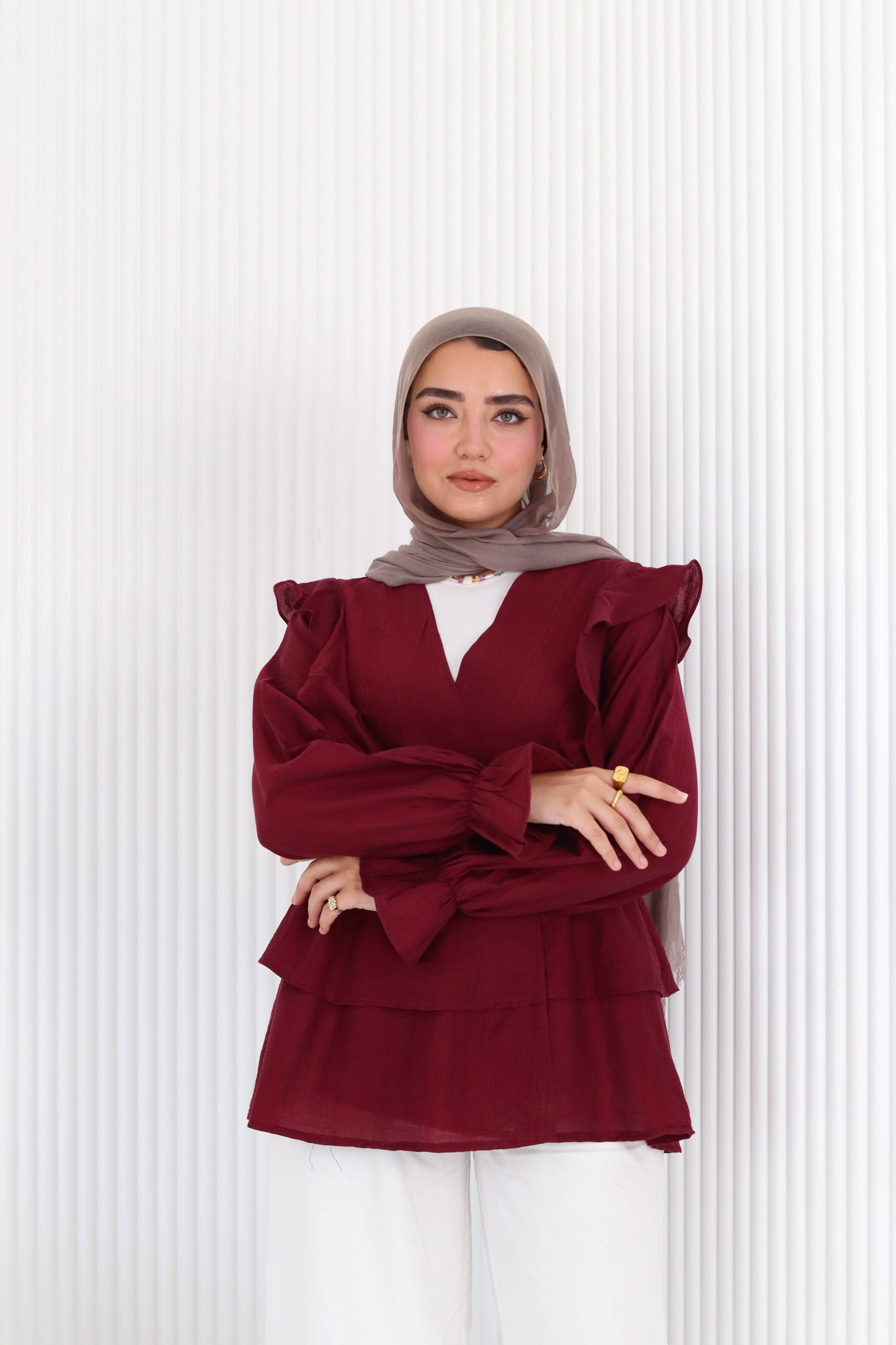 Butterfly blouse in burgundy