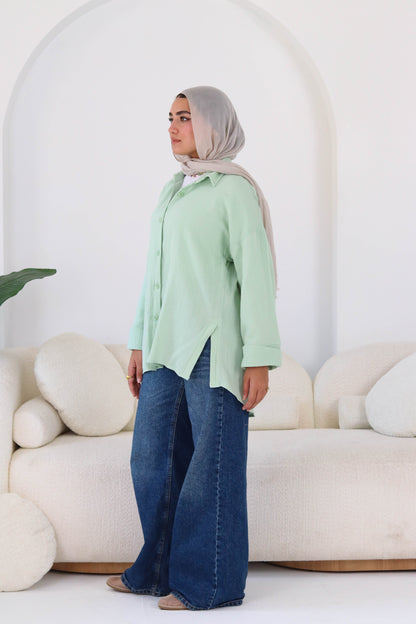 Cotton shirt in mint green