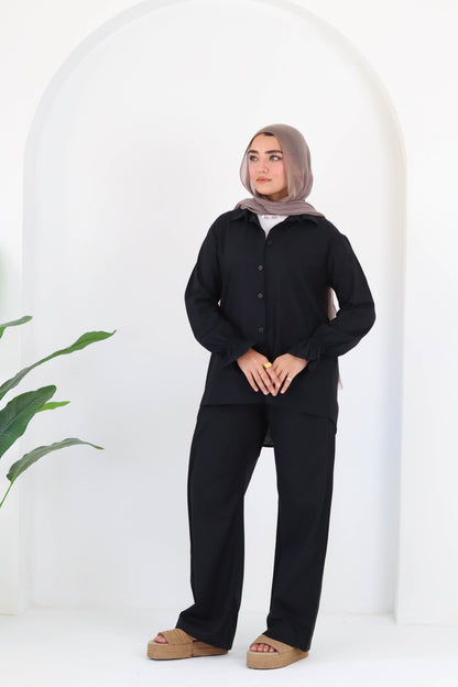 Everyday linen set in black