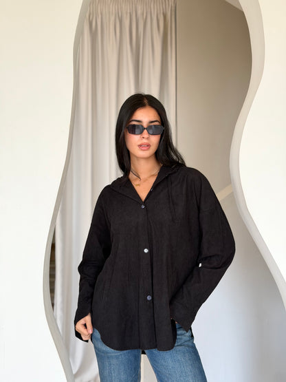 Velvet Ribbed Shirt Black