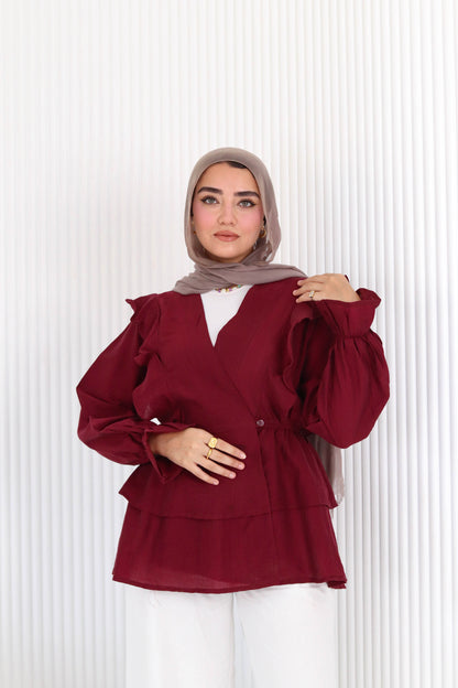 Butterfly blouse-Burgundy