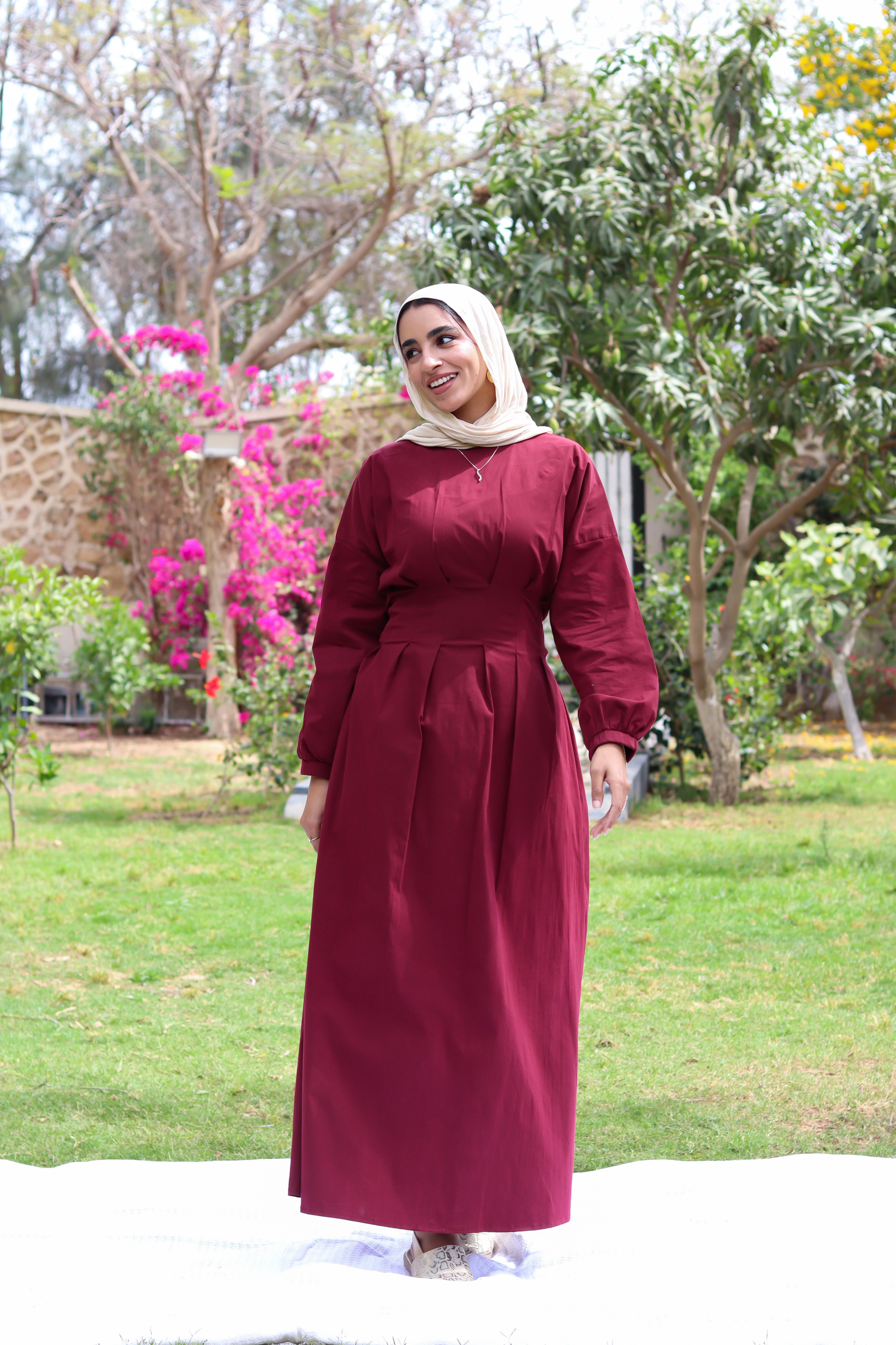 The Blossom Dress-Burgundy
