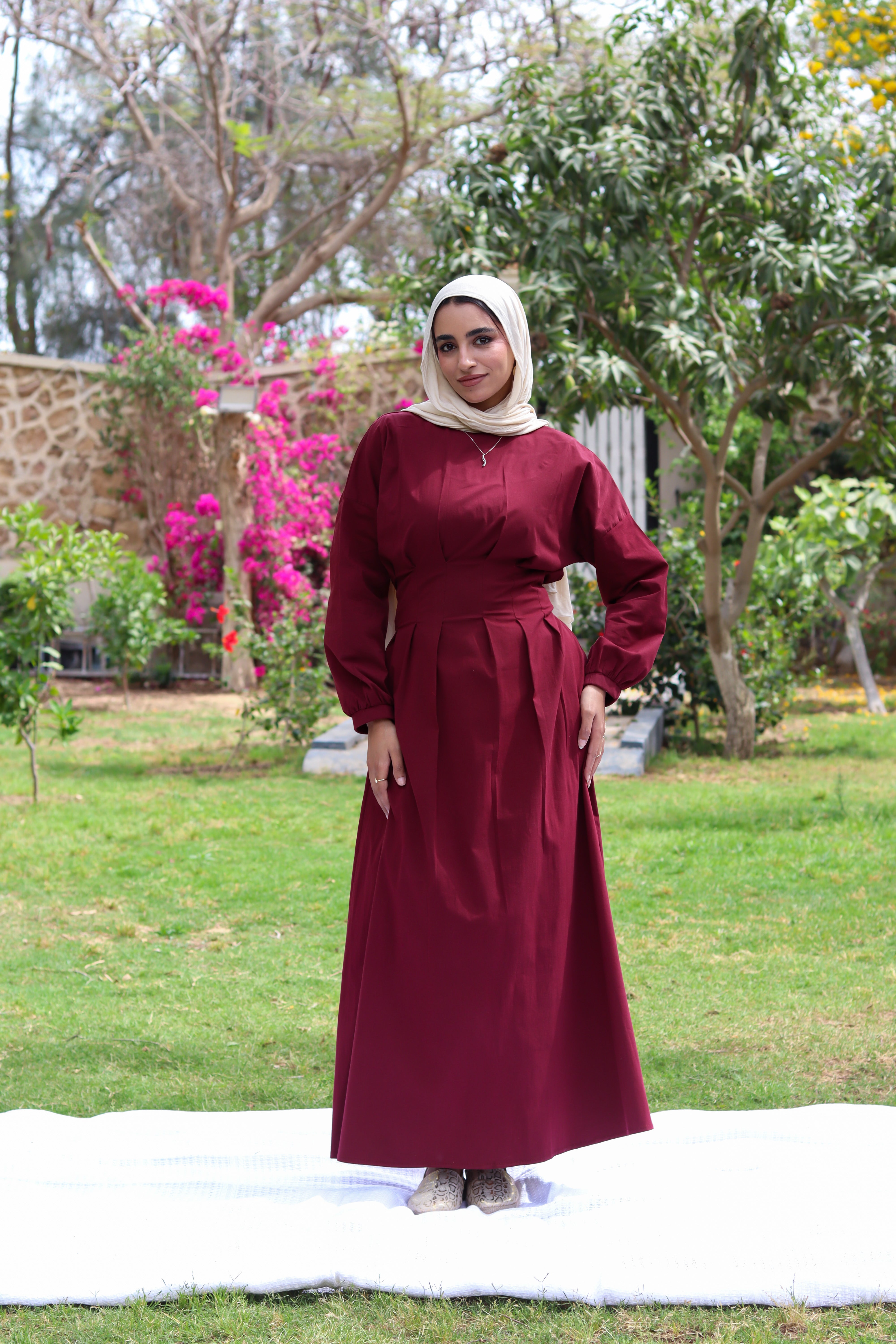 The Blossom Dress-Burgundy
