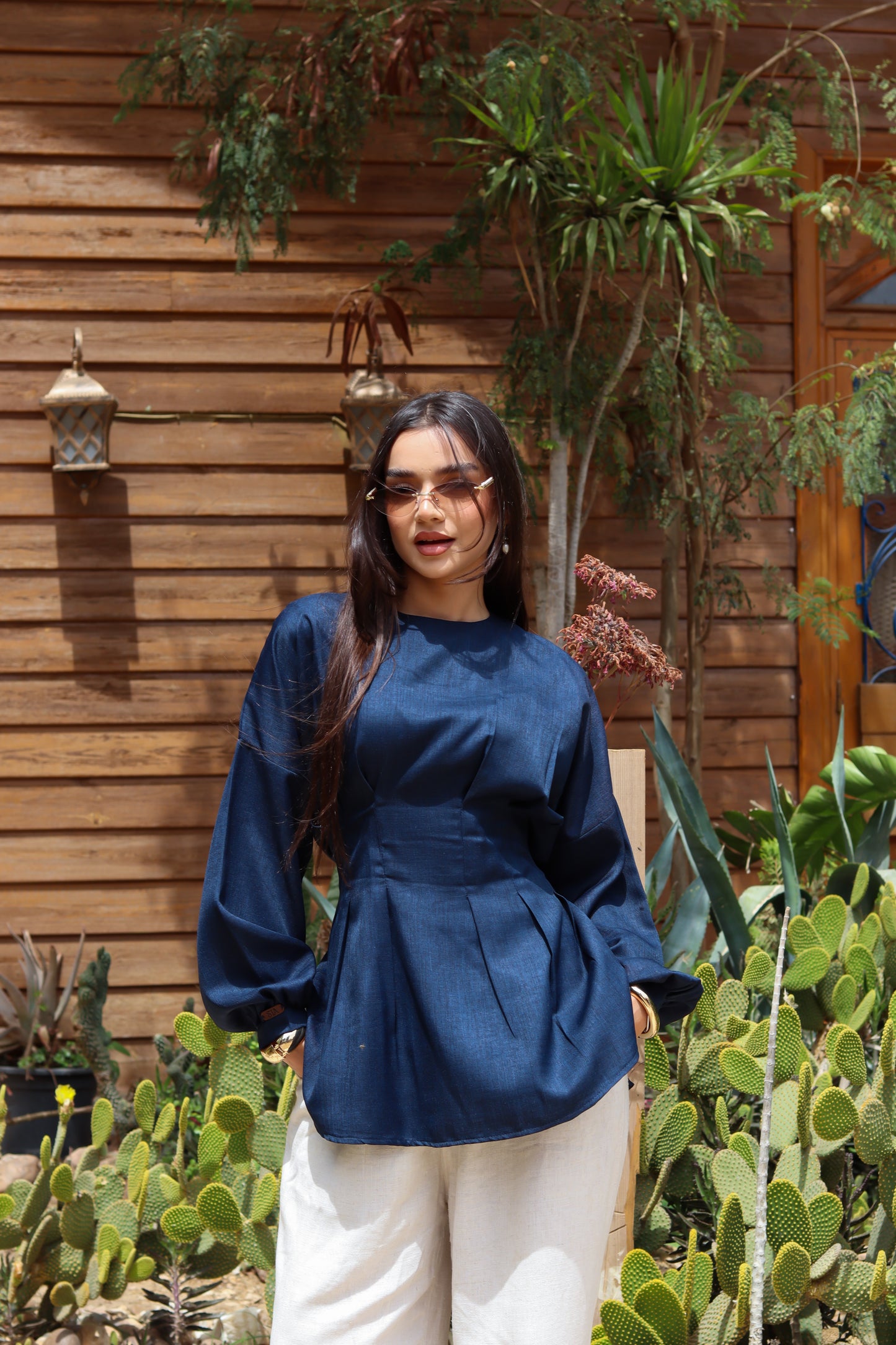 Dreamy Linen Blouse-Navy