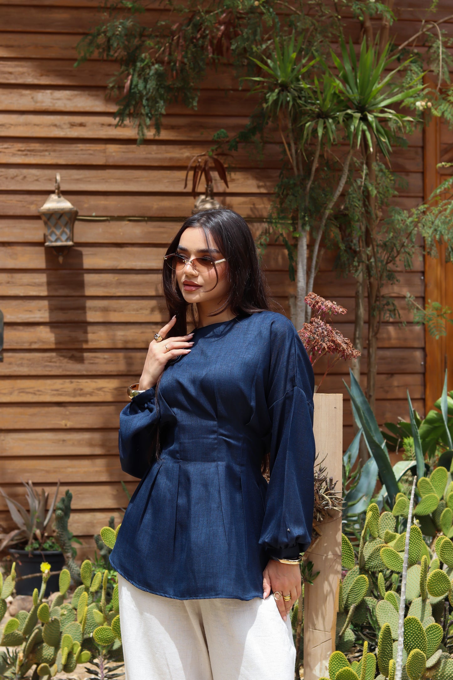 Dreamy Linen Blouse-Navy