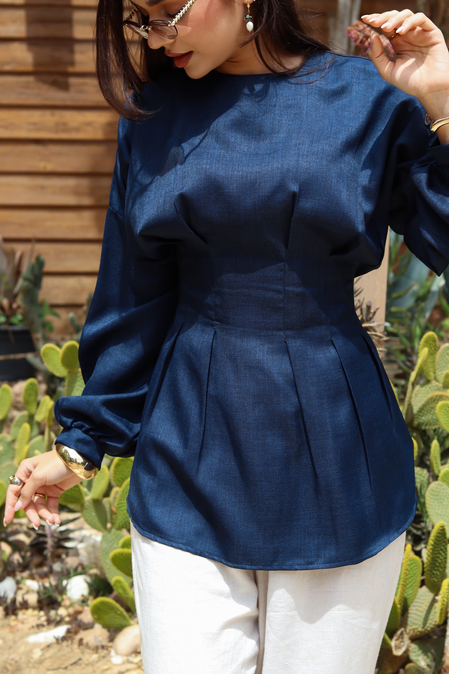 Dreamy Linen Blouse-Navy