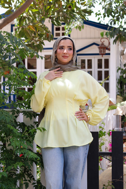 Dreamy Linen Blouse-Yellow