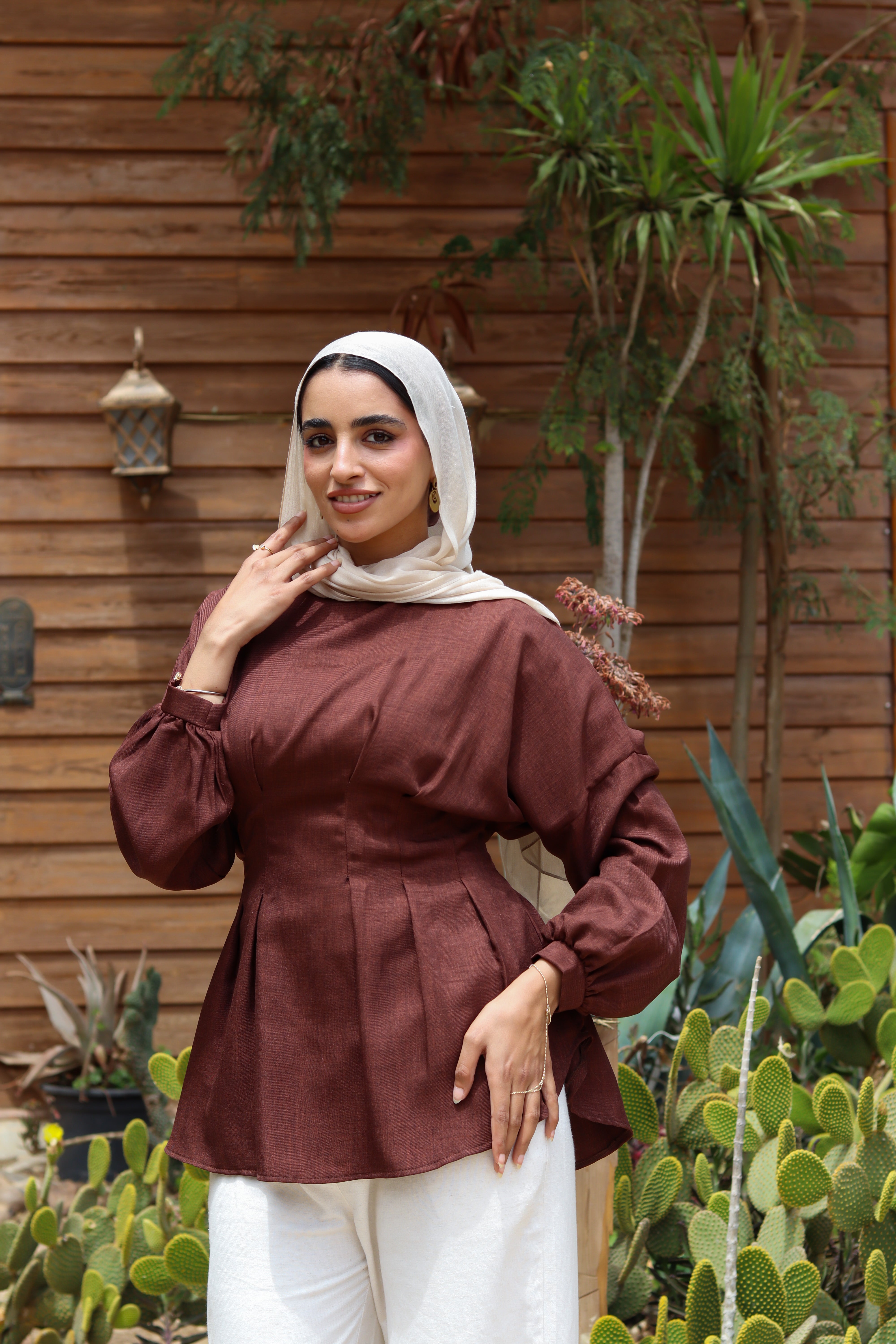 Dreamy Linen Blouse-Brown