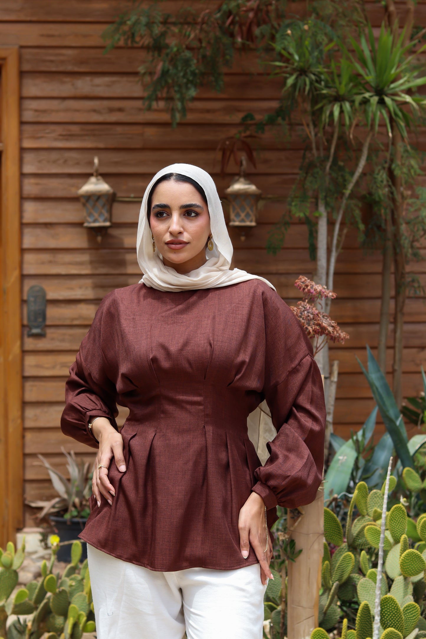 Dreamy Linen Blouse-Brown