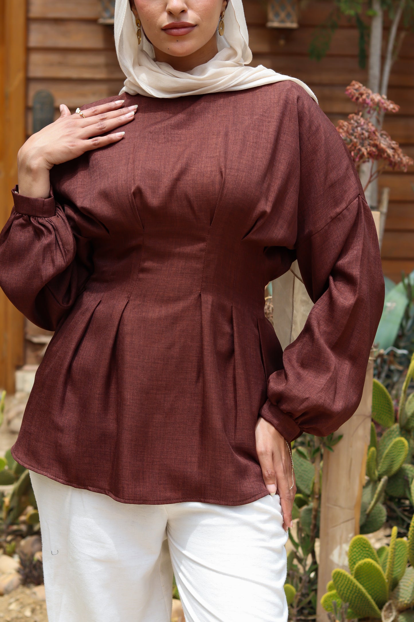 Dreamy Linen Blouse-Brown
