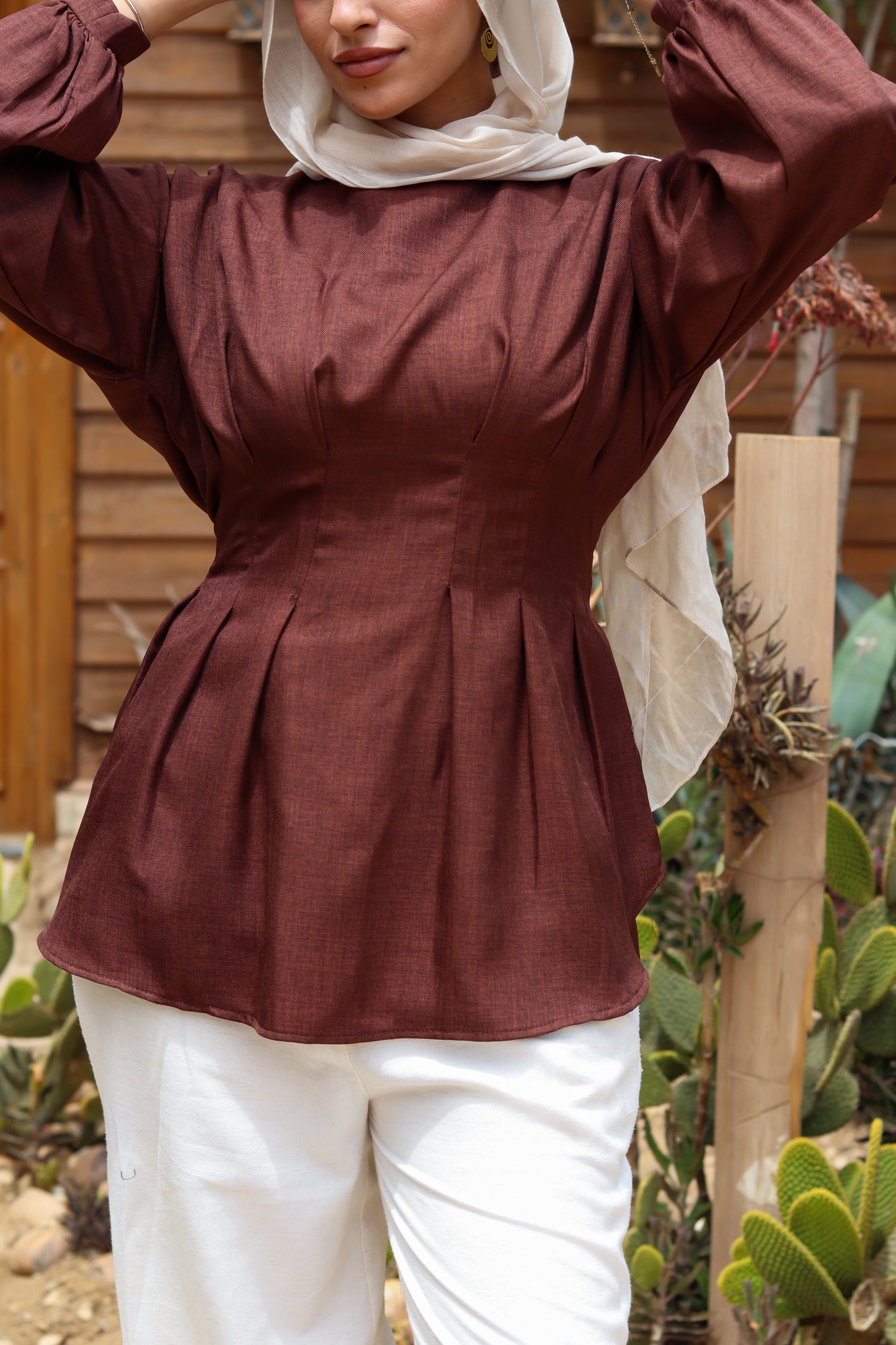Dreamy Linen Blouse-Brown