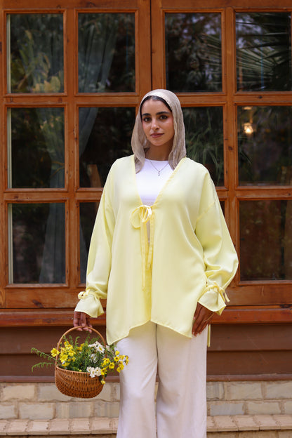 Sunset Linen Cardigan-Yellow