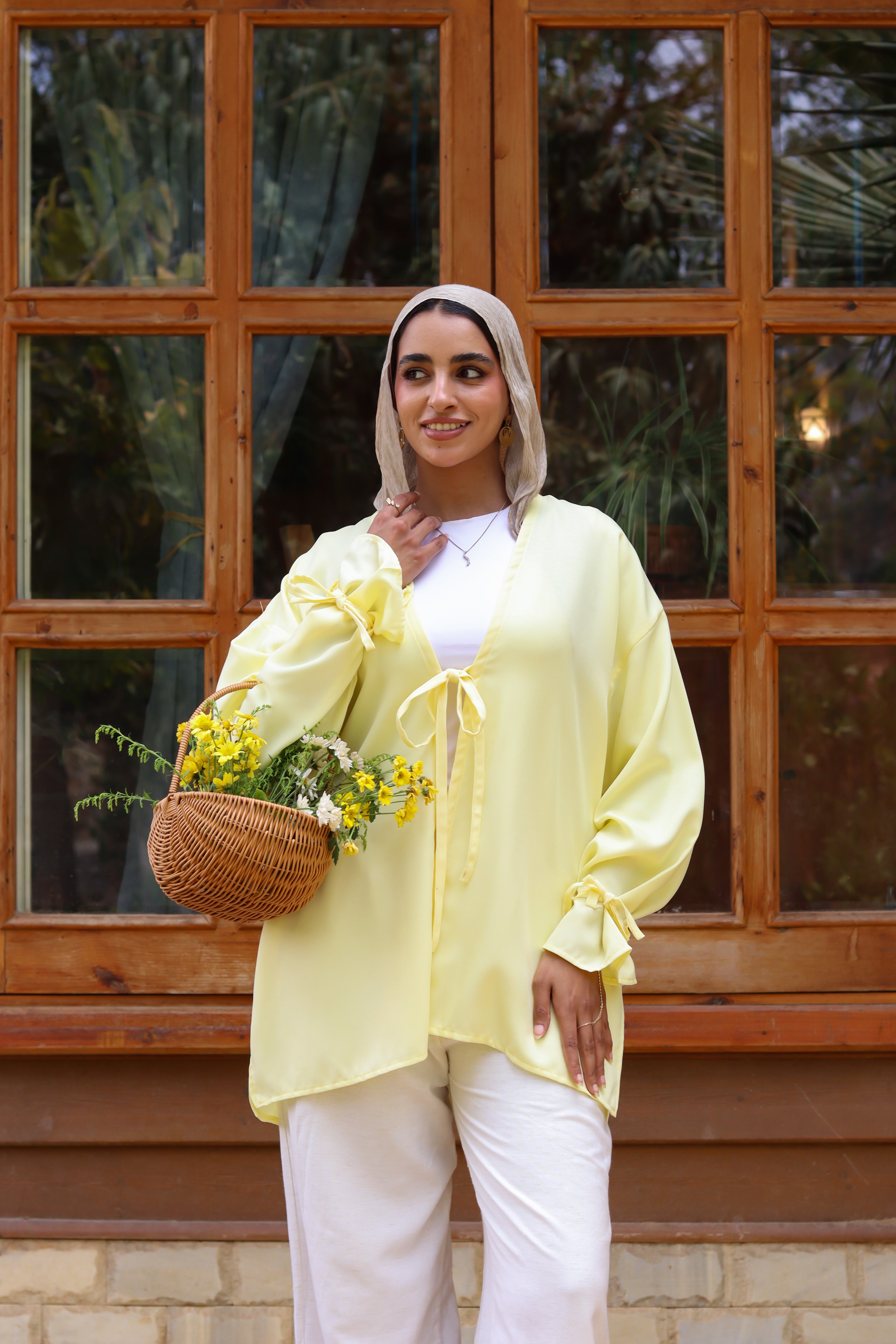 Sunset Linen Cardigan-Yellow