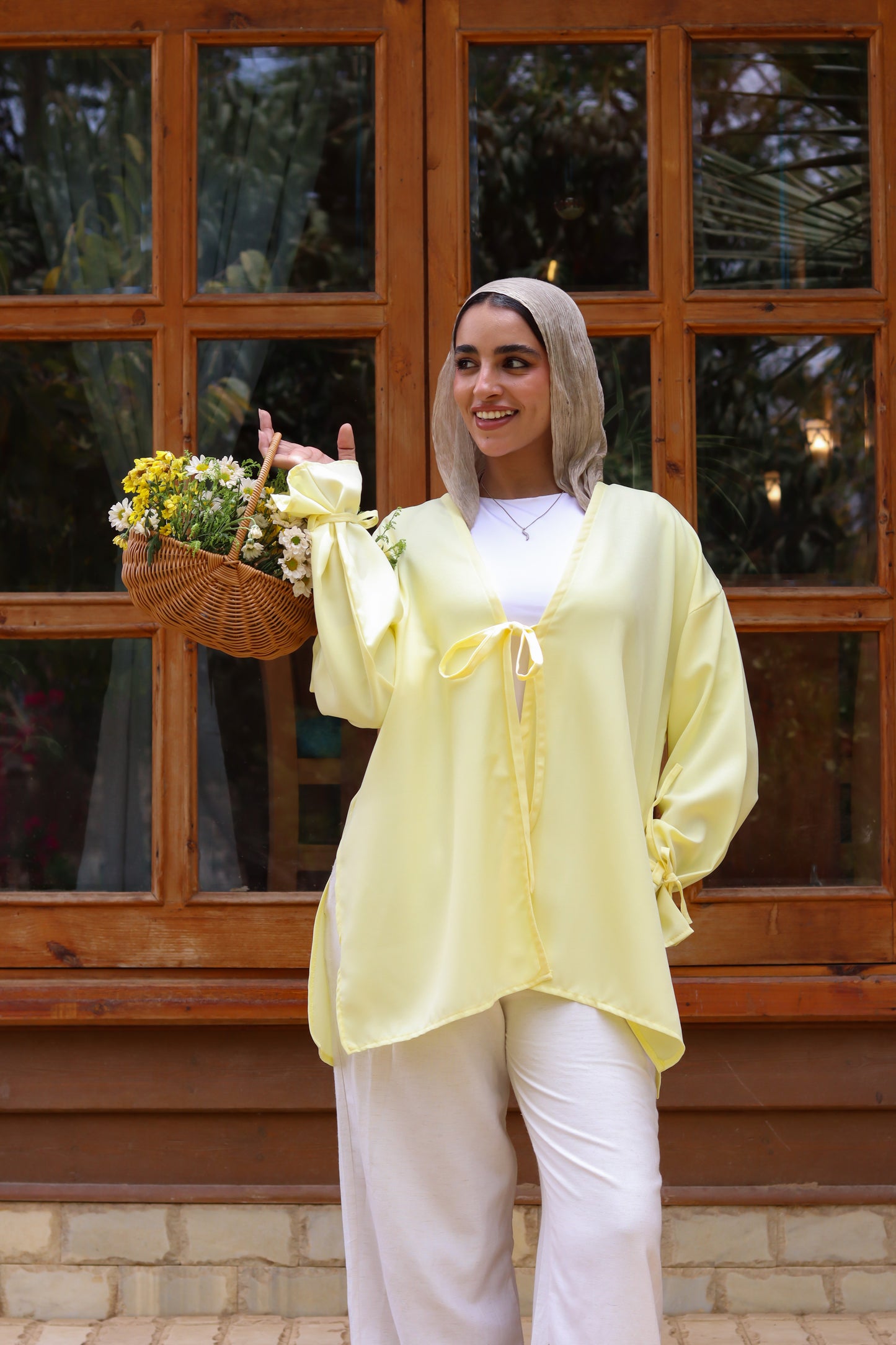 Sunset Linen Cardigan-Yellow