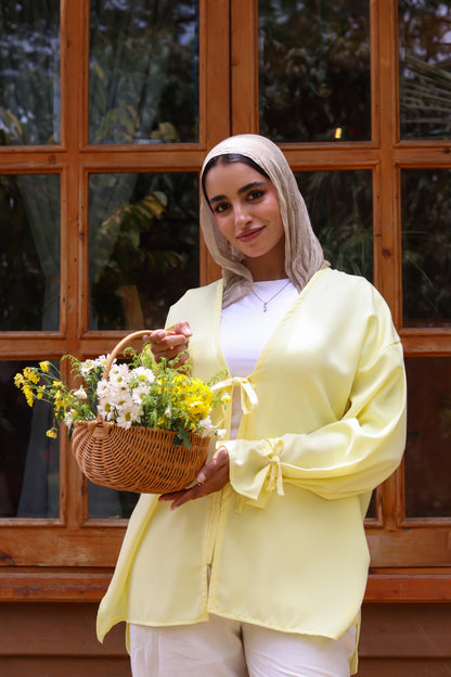 Sunset Linen Cardigan-Yellow