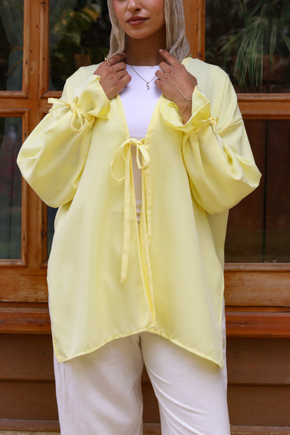 Sunset Linen Cardigan-Yellow