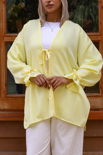 Sunset Linen Cardigan-Yellow