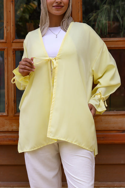 Sunset Linen Cardigan-Yellow