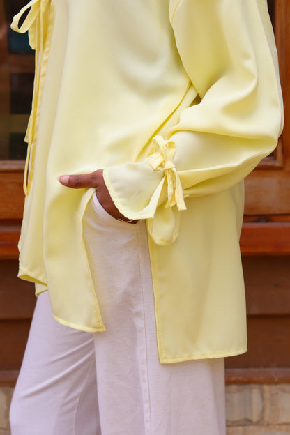 Sunset Linen Cardigan-Yellow