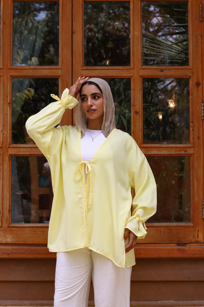 Sunset Linen Cardigan-Yellow