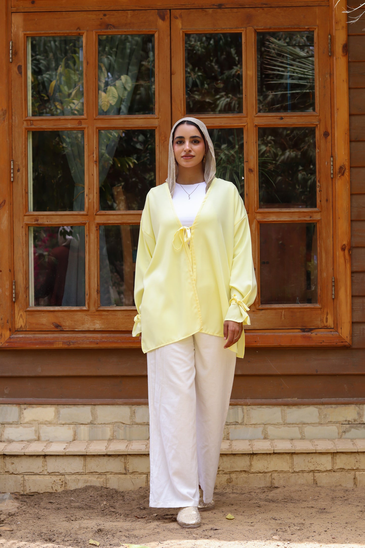 Sunset Linen Cardigan-Yellow