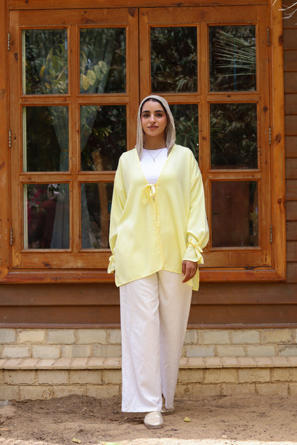 Sunset Linen Cardigan-Yellow