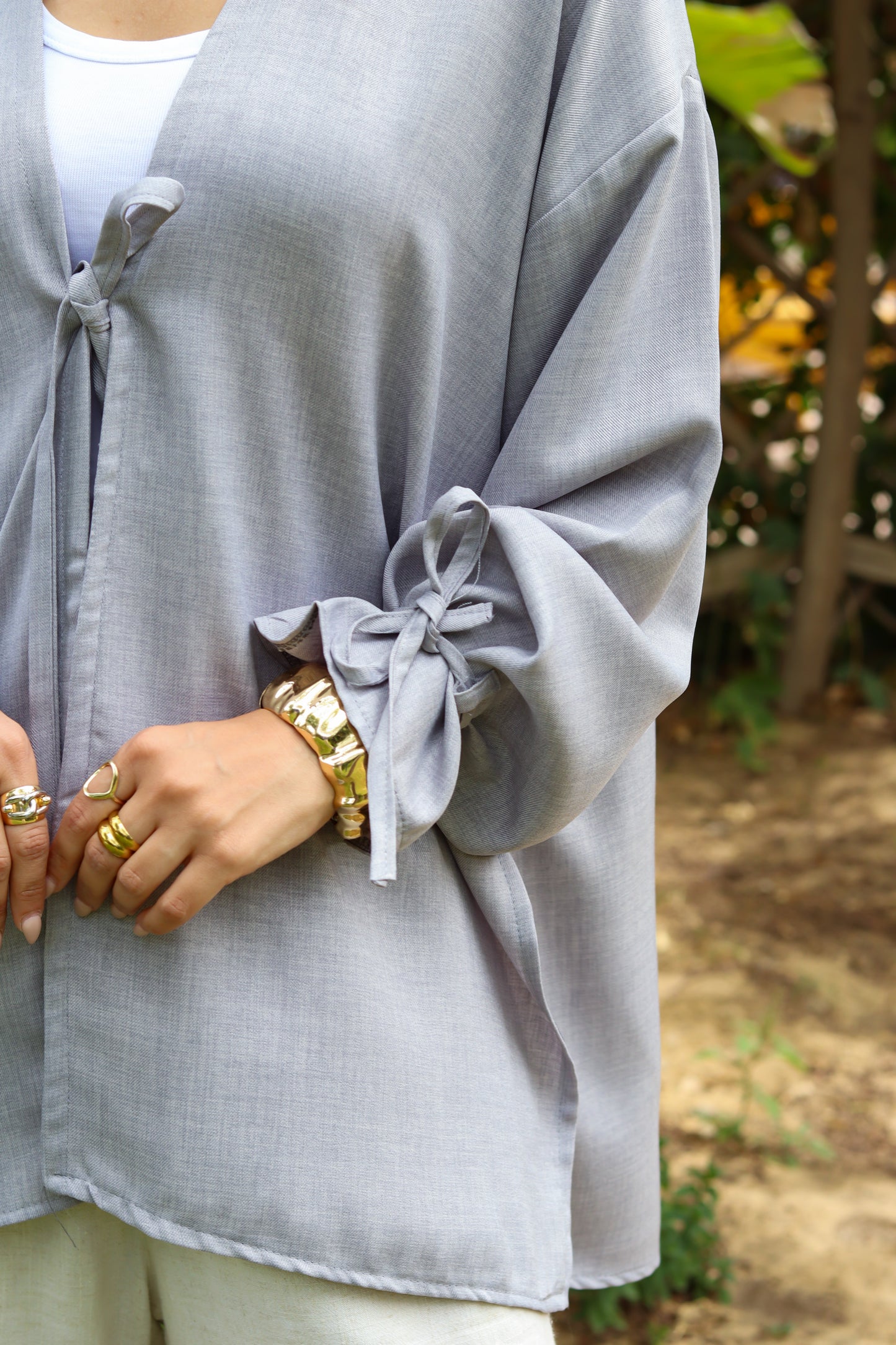 Sunset Linen Cardigan-Light Gray