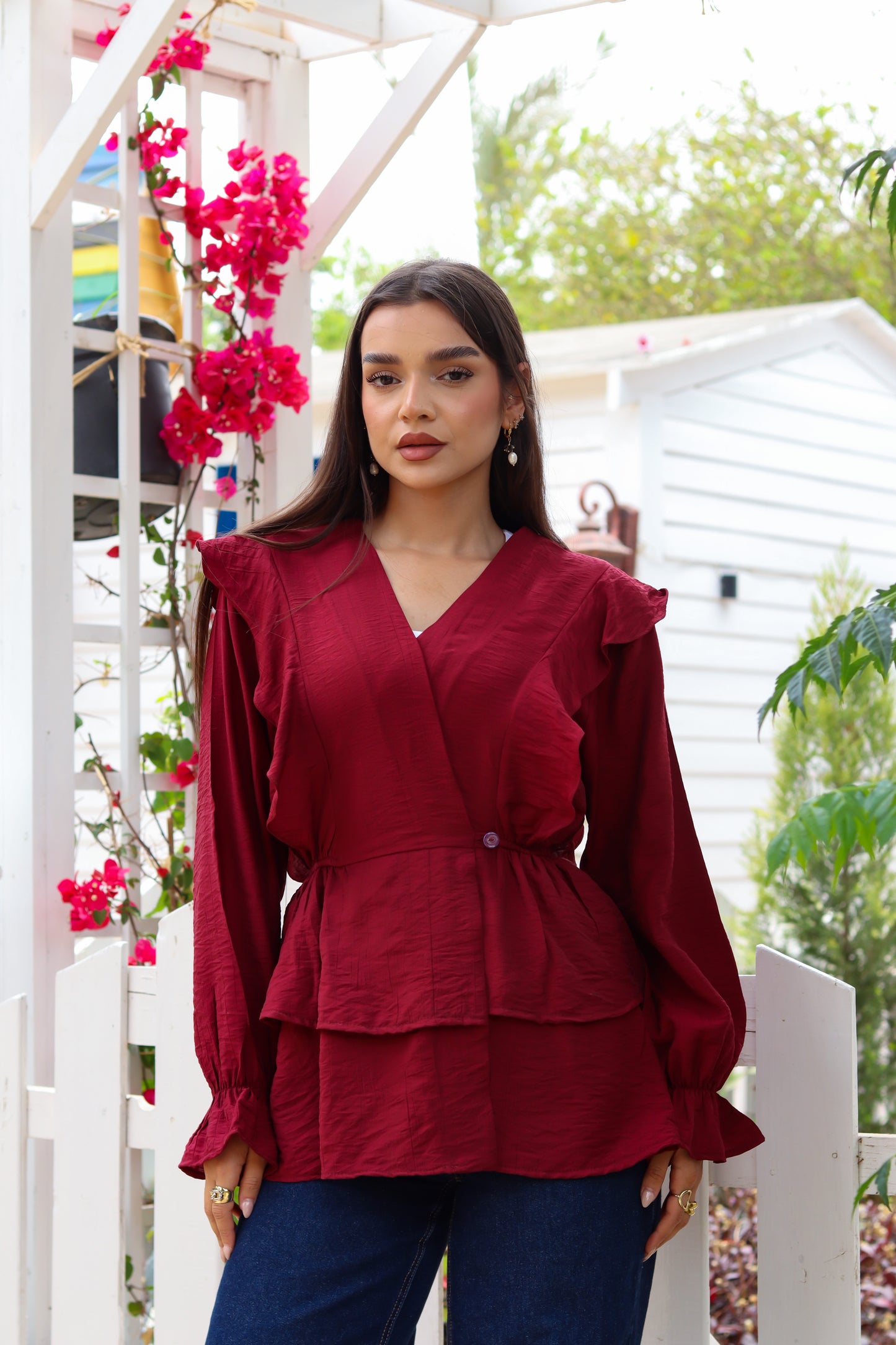 Butterfly blouse-Burgundy
