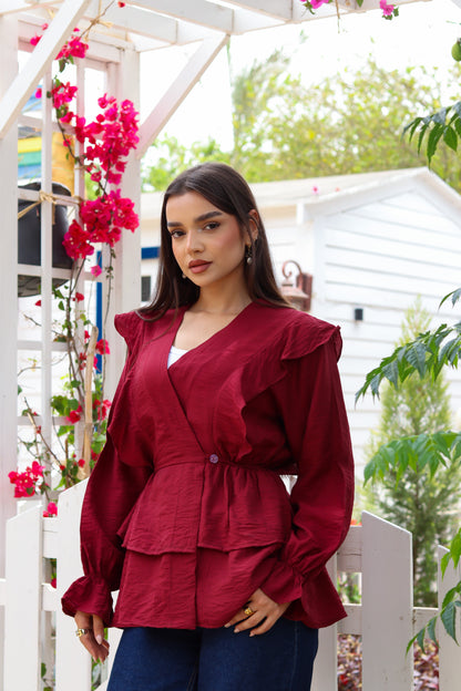 Butterfly blouse-Burgundy
