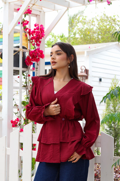 Butterfly blouse-Burgundy