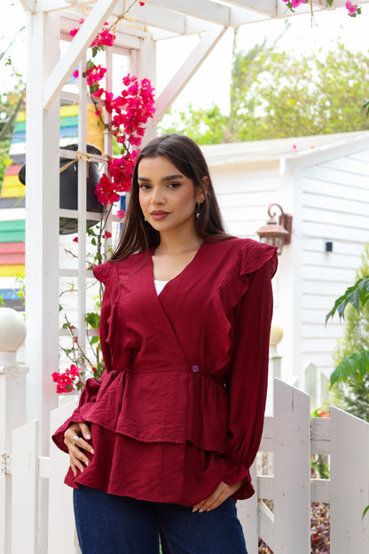Butterfly blouse-Burgundy