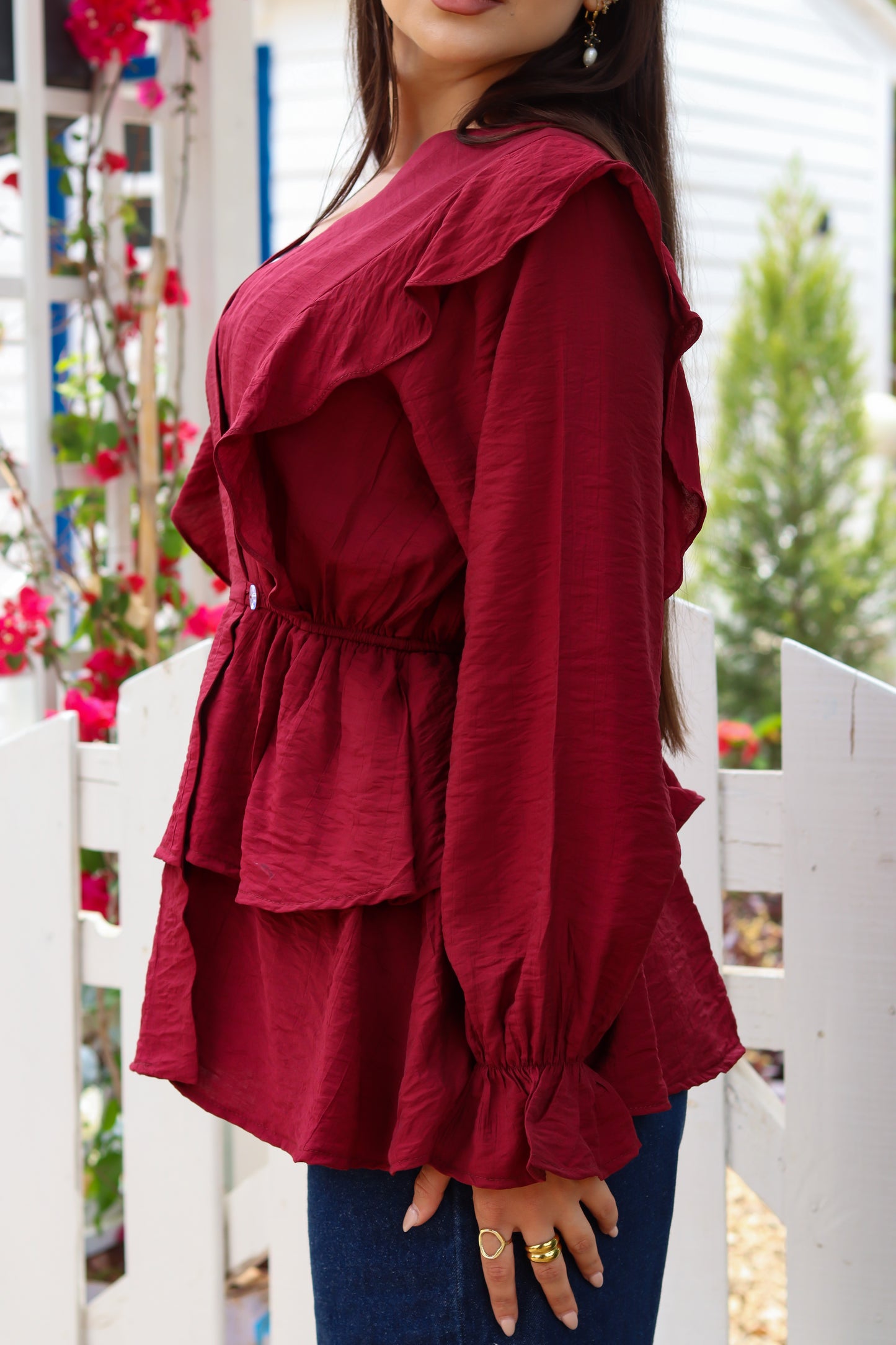 Butterfly blouse-Burgundy