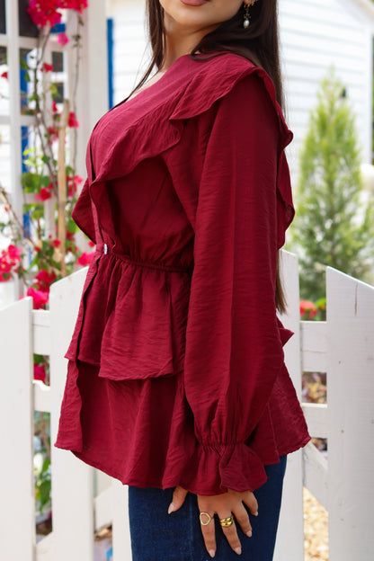 Butterfly blouse-Burgundy