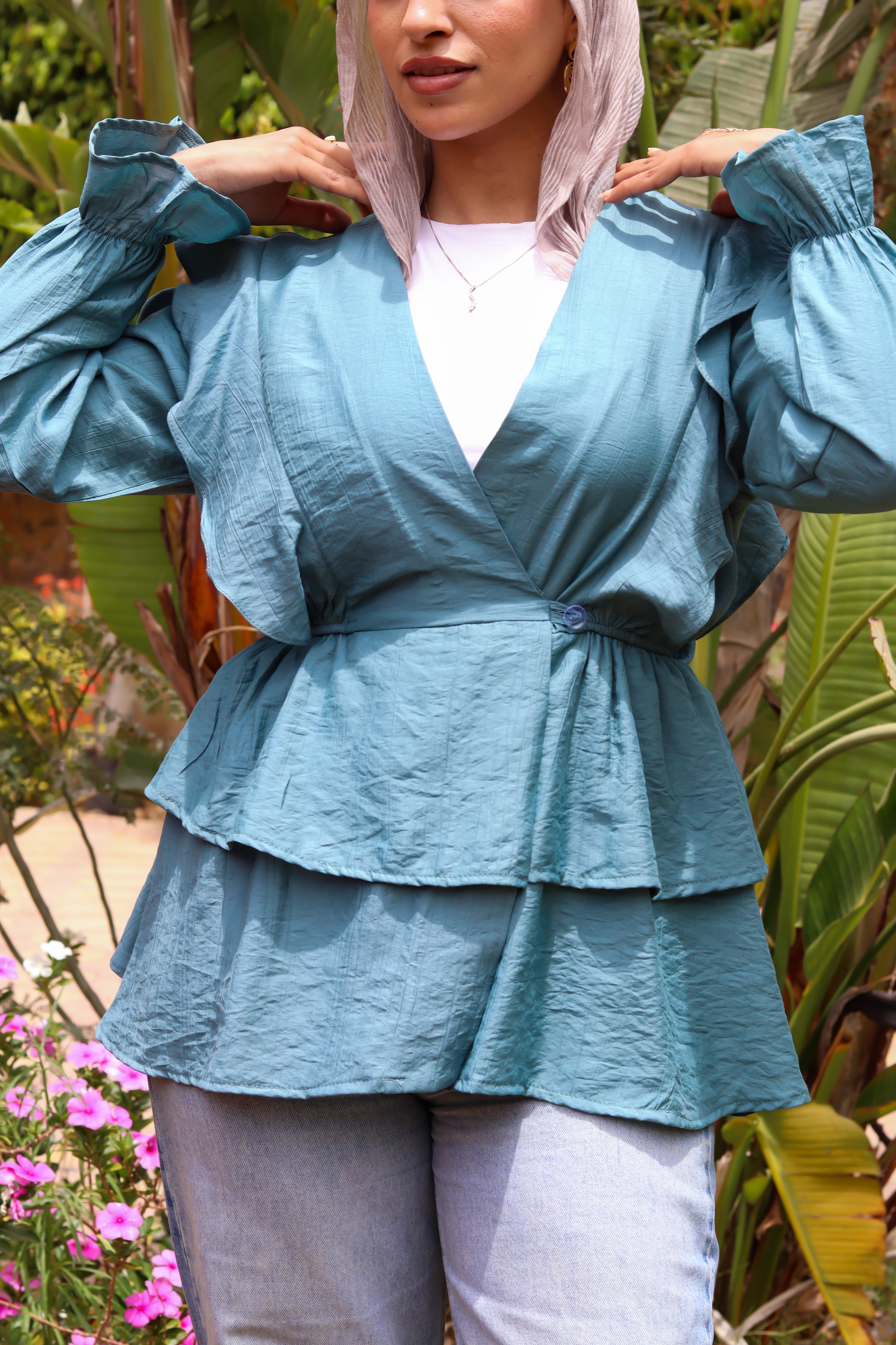Butterfly blouse-Dusty Blue