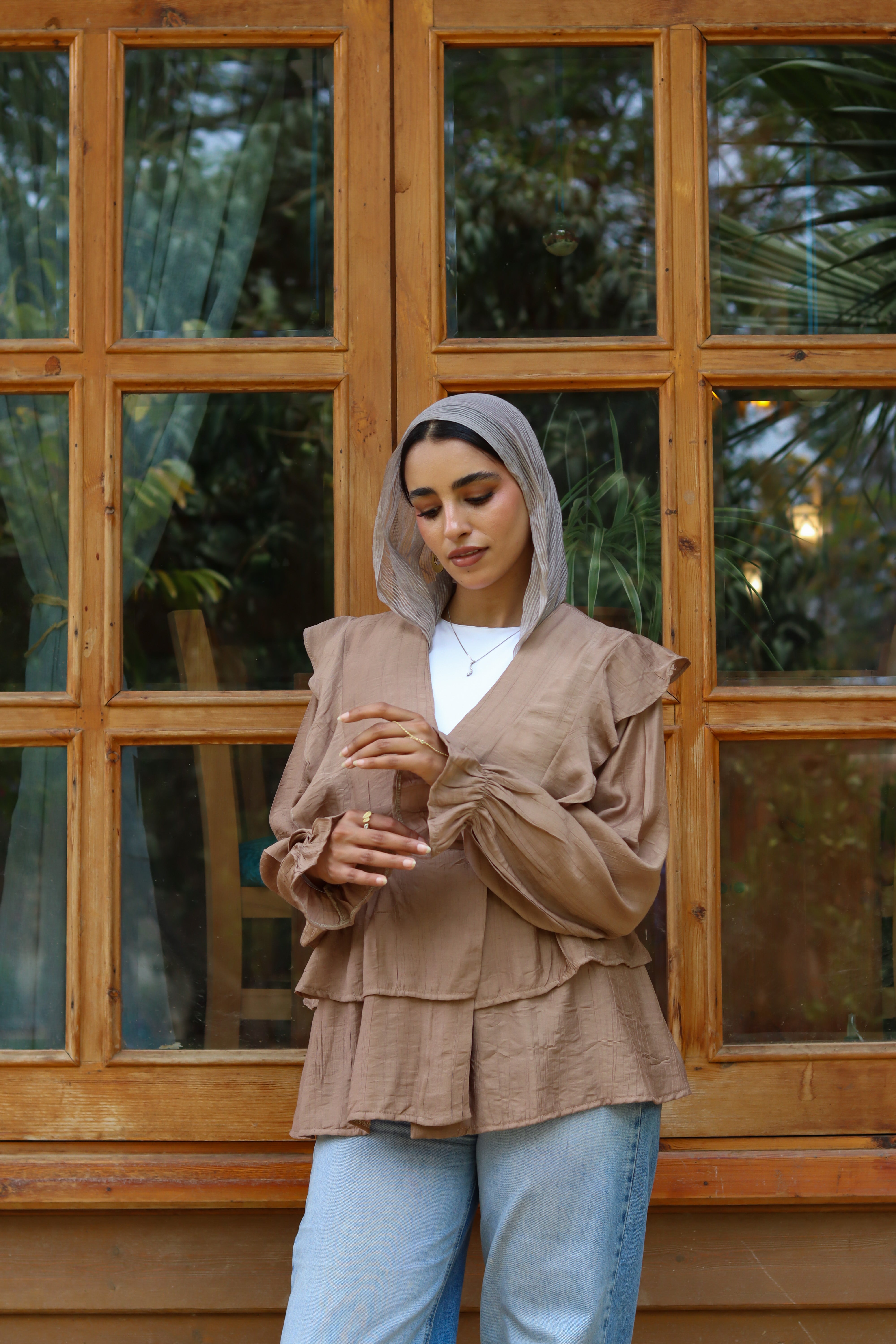 Butterfly blouse-Cafe