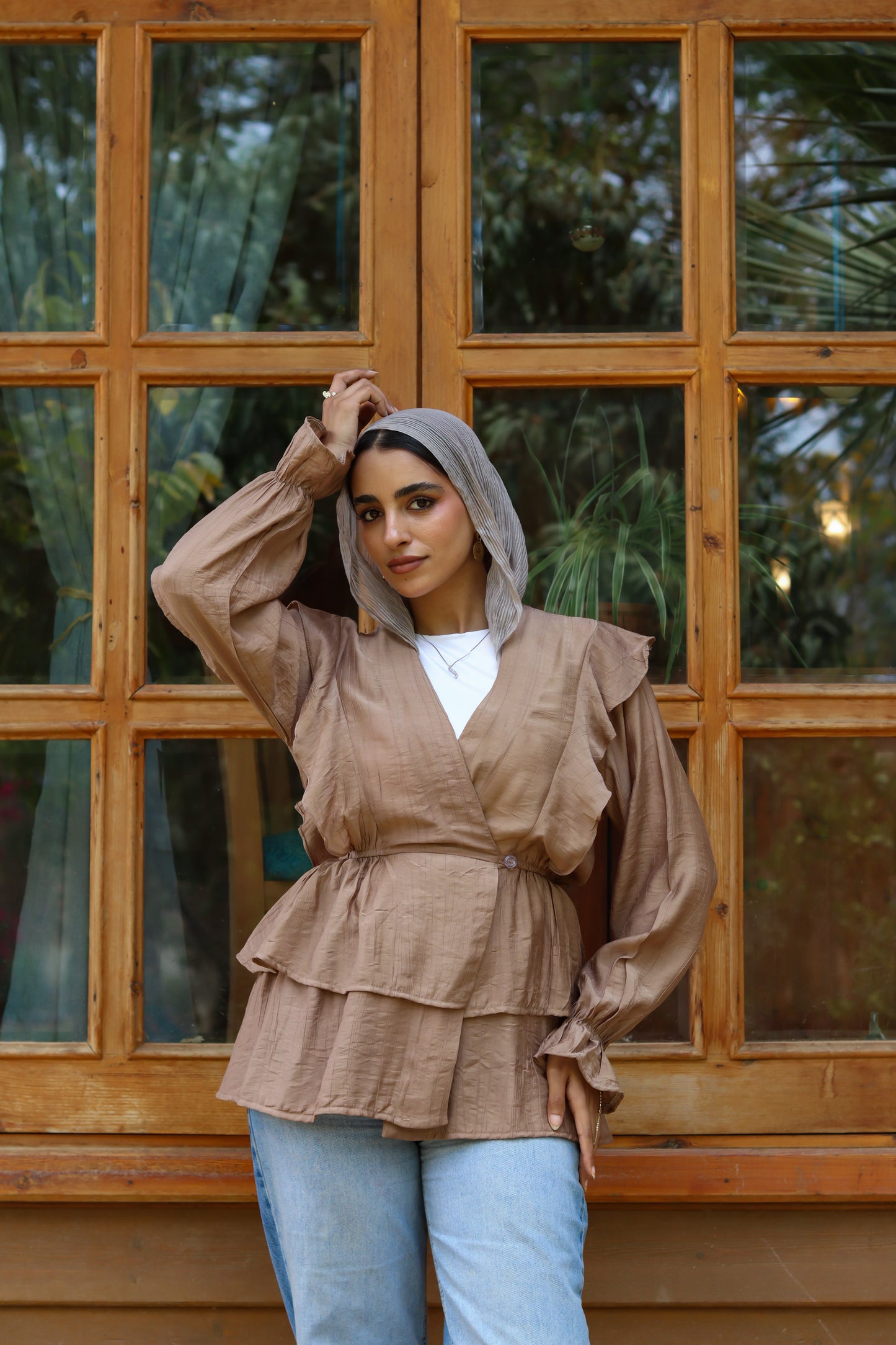 Butterfly blouse-Cafe