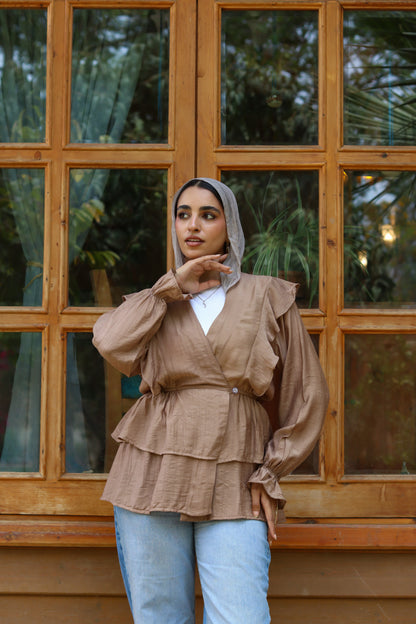 Butterfly blouse-Cafe