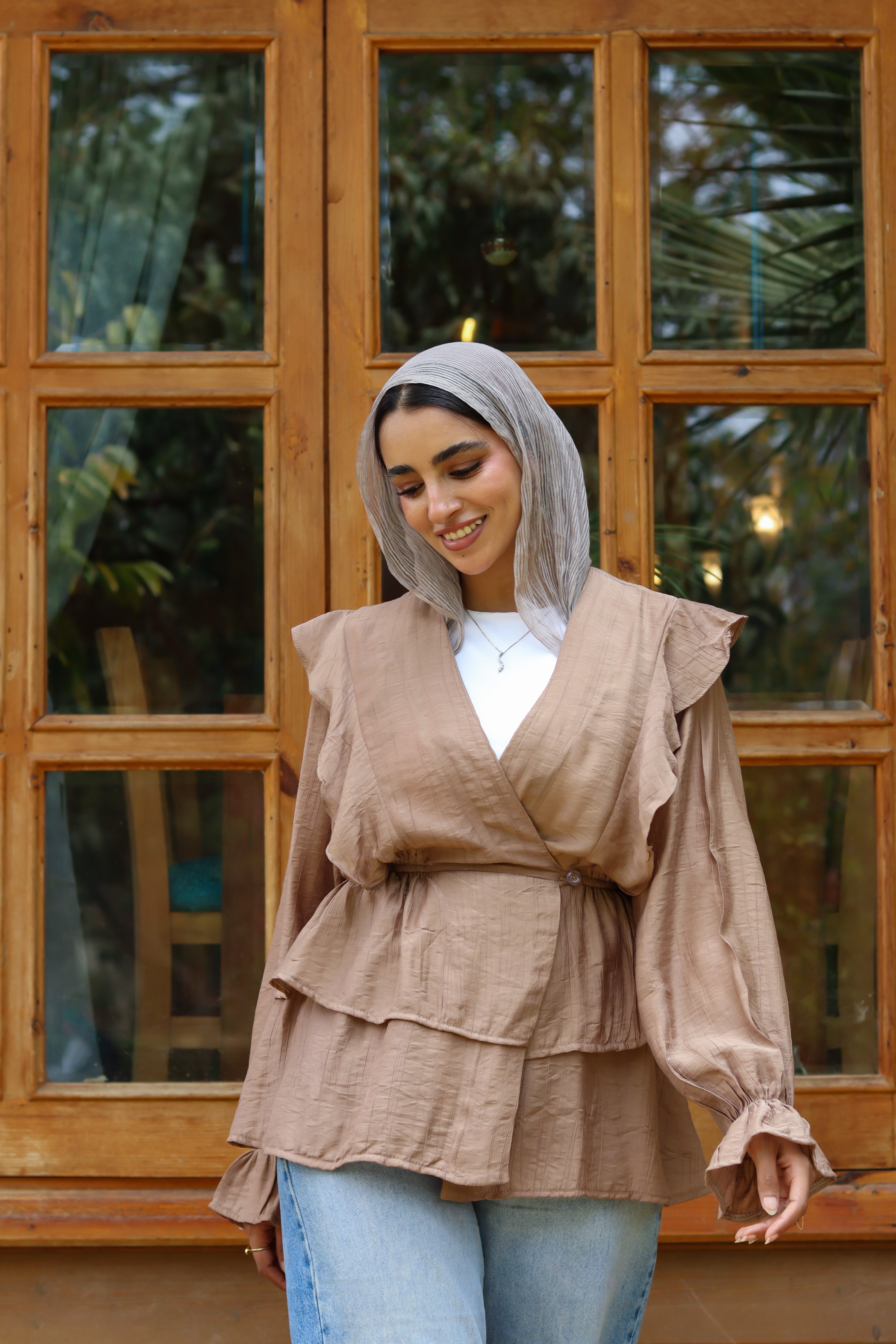 Butterfly blouse-Cafe