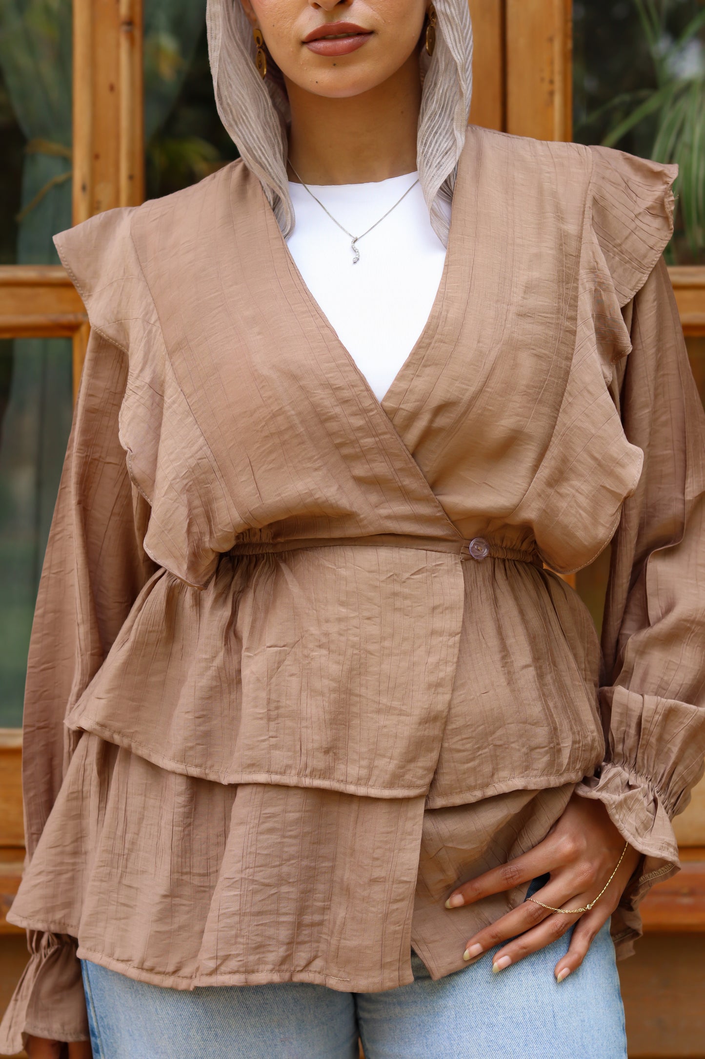 Butterfly blouse-Cafe