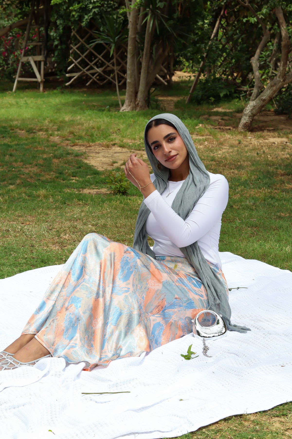 Dreamy Satin Skirt-Tropical