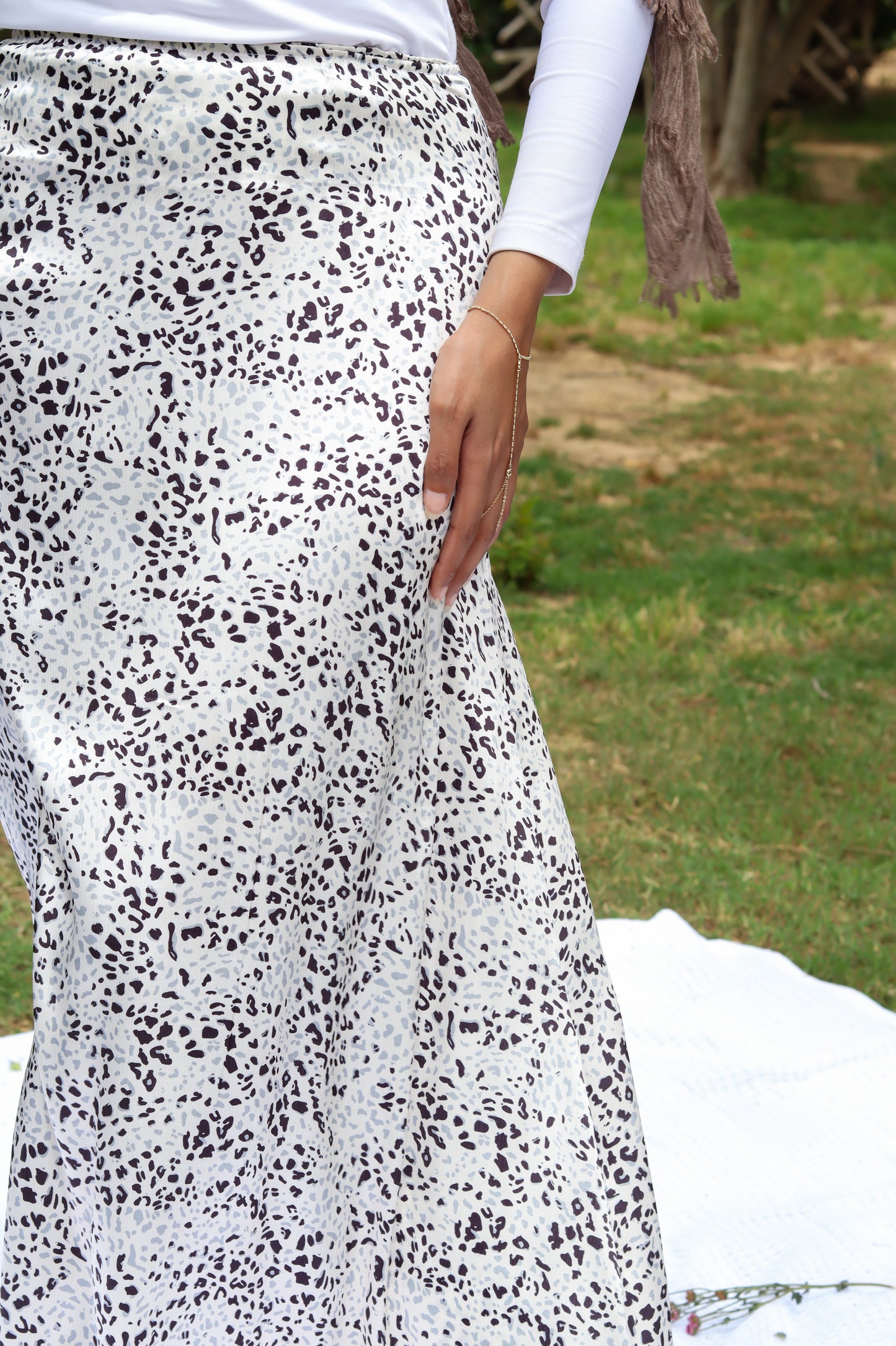 Dreamy Satin Skirt-Leopard