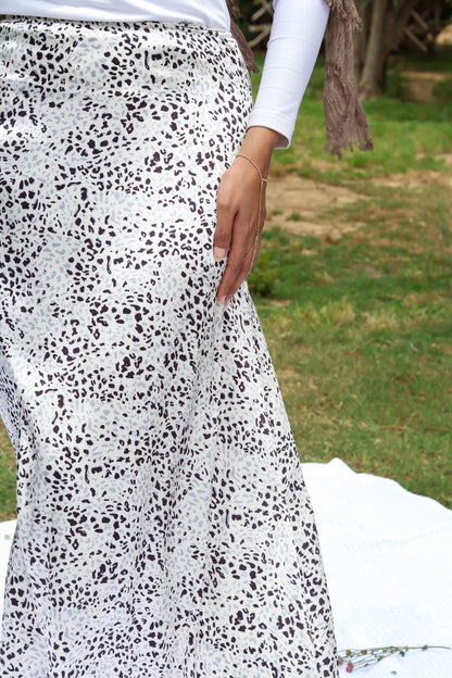 Dreamy Satin Skirt-Leopard