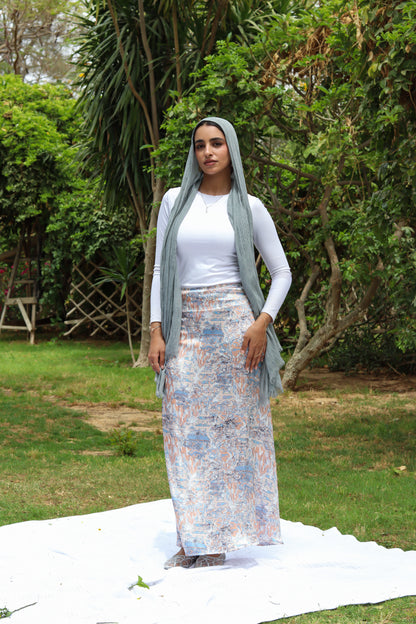 Dreamy Satin Skirt-Ocean