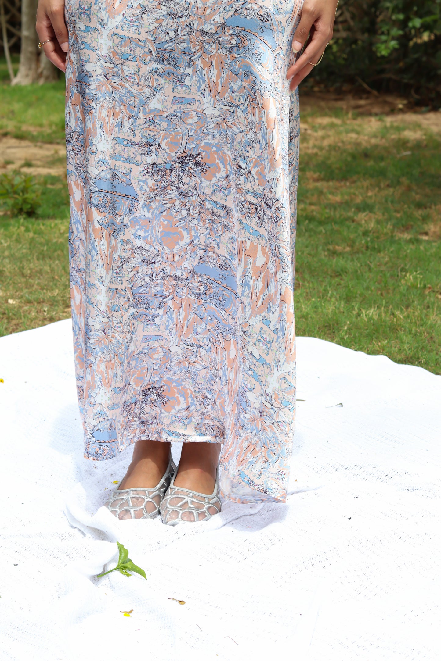 Dreamy Satin Skirt-Ocean