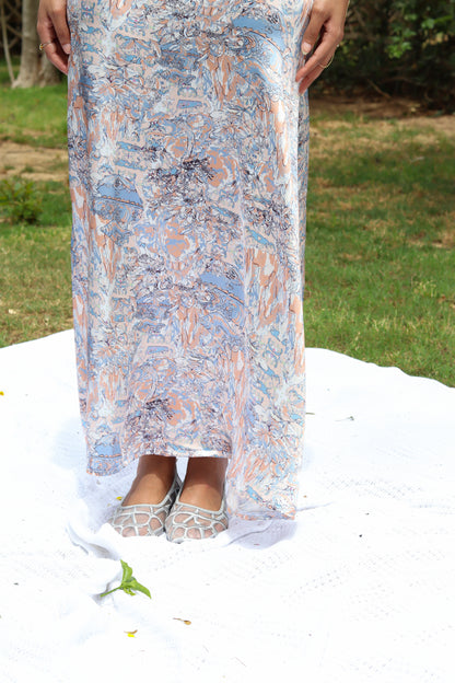 Dreamy Satin Skirt-Ocean