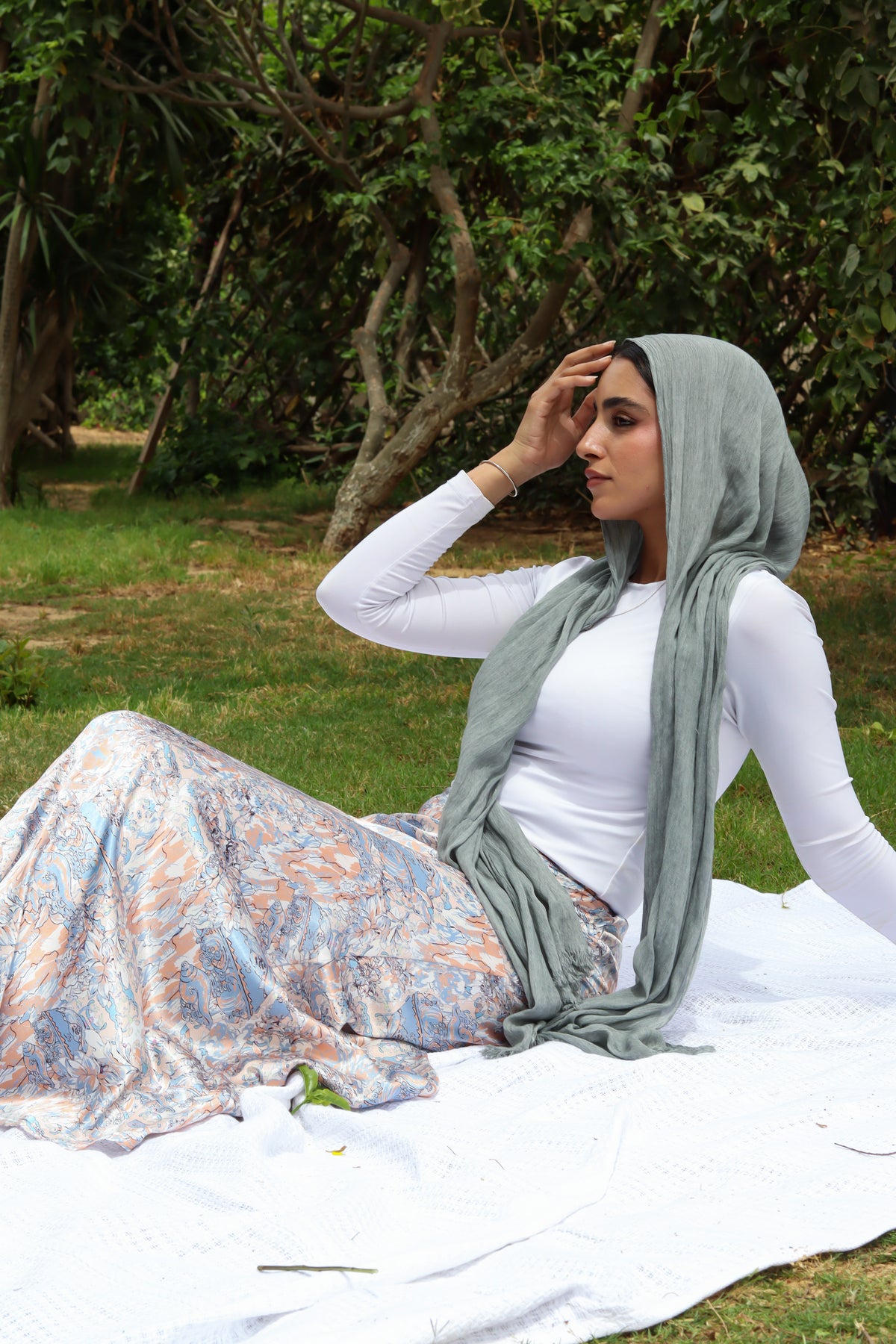 Dreamy Satin Skirt-Ocean