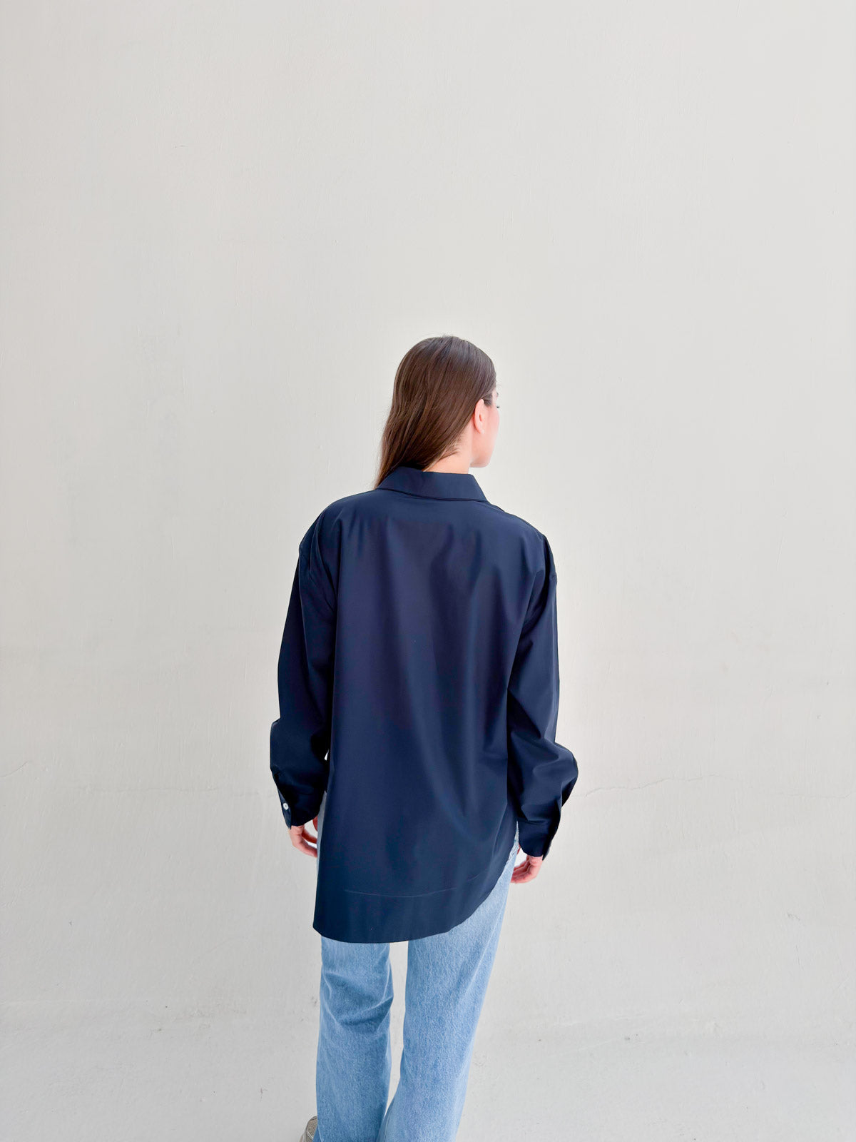 Oversized Poplin Shirt - Navy