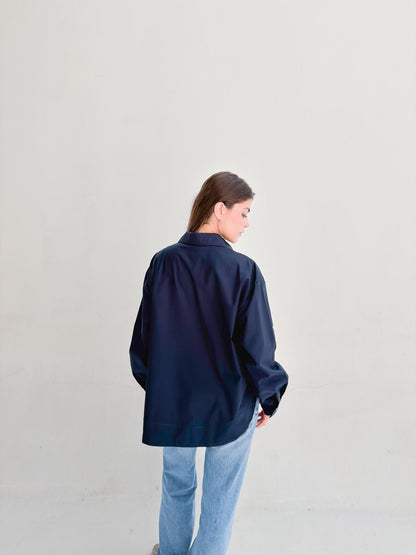 Oversized Poplin Shirt - Navy