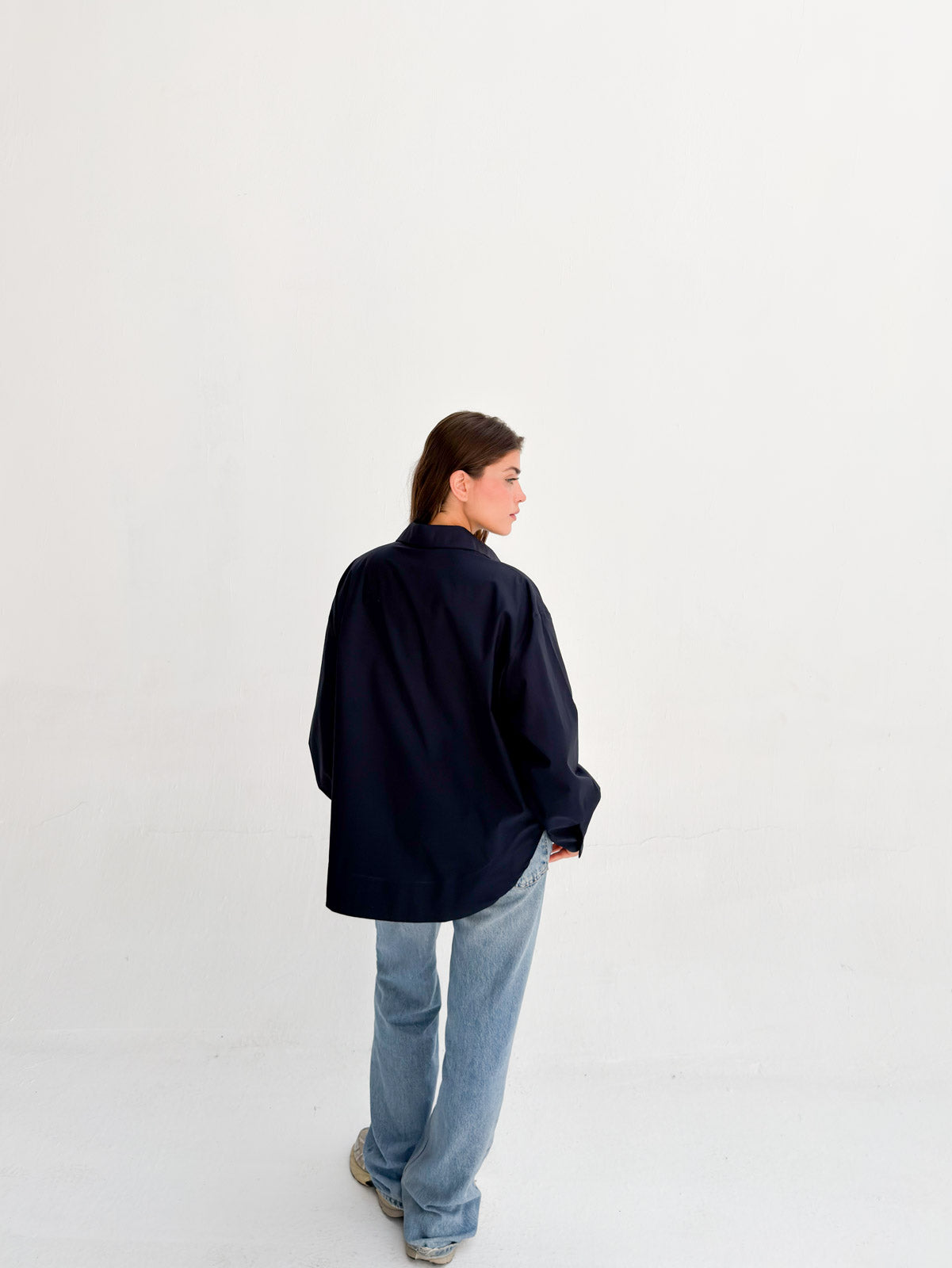 Oversized Poplin Shirt - Navy