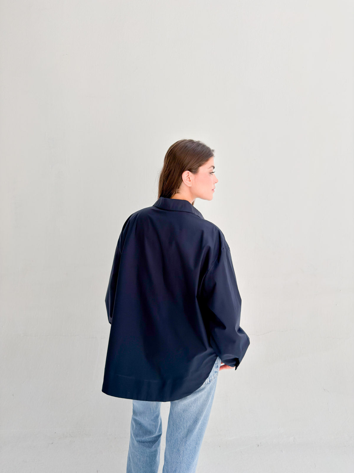 Oversized Poplin Shirt - Navy
